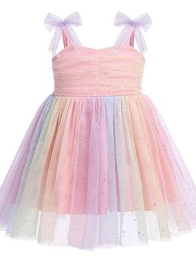 Ibtom Castle Pink Rainbow Tulle Dress Kids Baby | Size 80 (~9 to 12M)